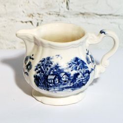 Sarreguemines Blue and Cream Pottery Cream Jug