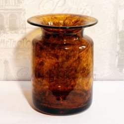 Stunning Old Handmade Amber Coloured Glass Vase