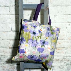 Mauve Poppy Design Shopping cum Tote Bag