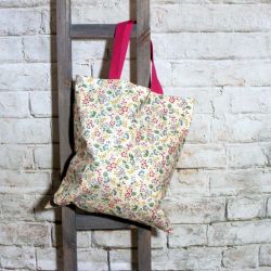 Pretty Flowered Cotton Bag