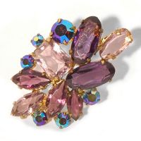 1950's Purple Crystal and Aurelius Stone Brooch