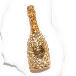 CIRO Diamante Champagne Bottle Brooch