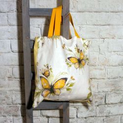 Yellow Butterfly Shopping Tote Bag